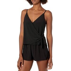 Coco Contours Black Swim Romper One Piece Swimsuit Slimming Size 8 NWT